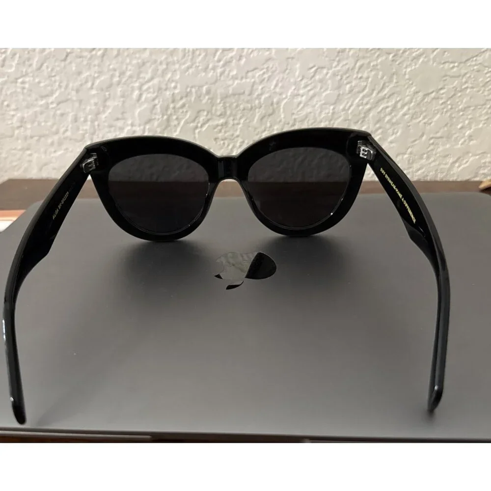 DIFF Alisa BK-GR233P Black Cat-Eye Sunglasses EX Trendy Round Lens Glasses
